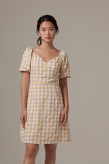 Finola Checkered Wrap Dress in Yellow