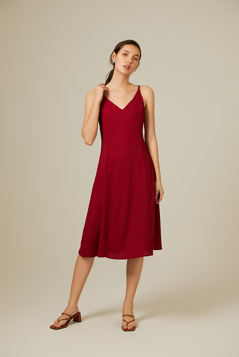 Ada Double Strap Dress in Burgundy