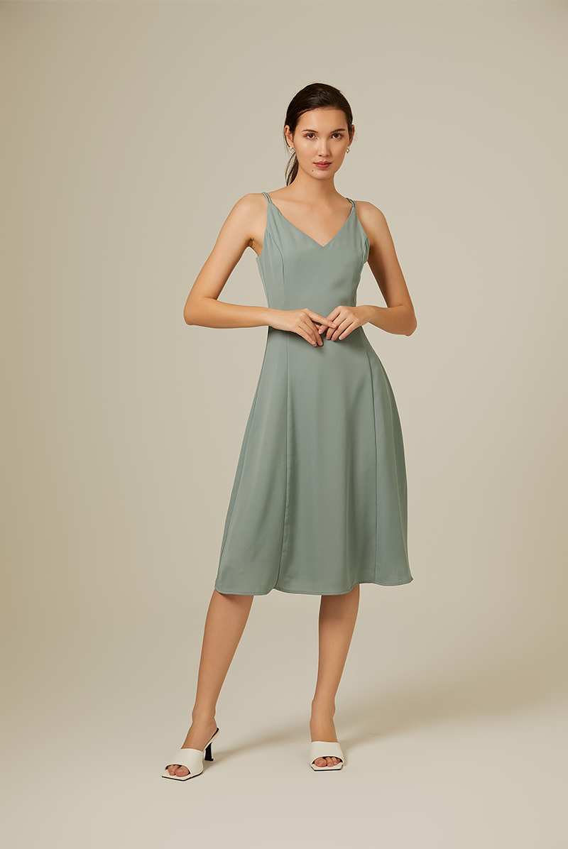 Ada Double Strap Dress in Dusty Jade