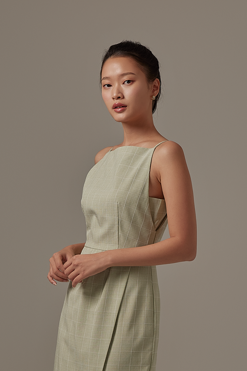 Wynne Wrapped Midi Dress in Sage Green