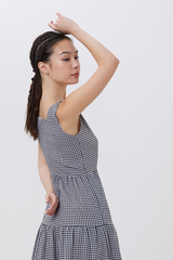 Pamela Tiered Midi Dress in Black