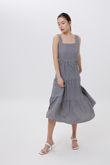 Pamela Tiered Midi Dress in Black