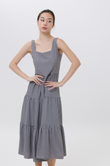 Pamela Tiered Midi Dress in Black
