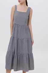 Pamela Tiered Midi Dress in Black
