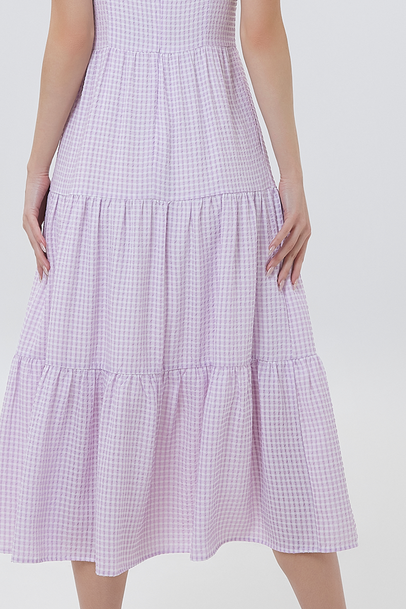Pamela Tiered Midi Dress in Lavender