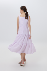 Pamela Tiered Midi Dress in Lavender