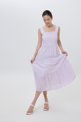 Pamela Tiered Midi Dress in Lavender