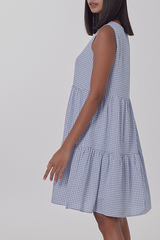 Riley Tiered Dress in Blue
