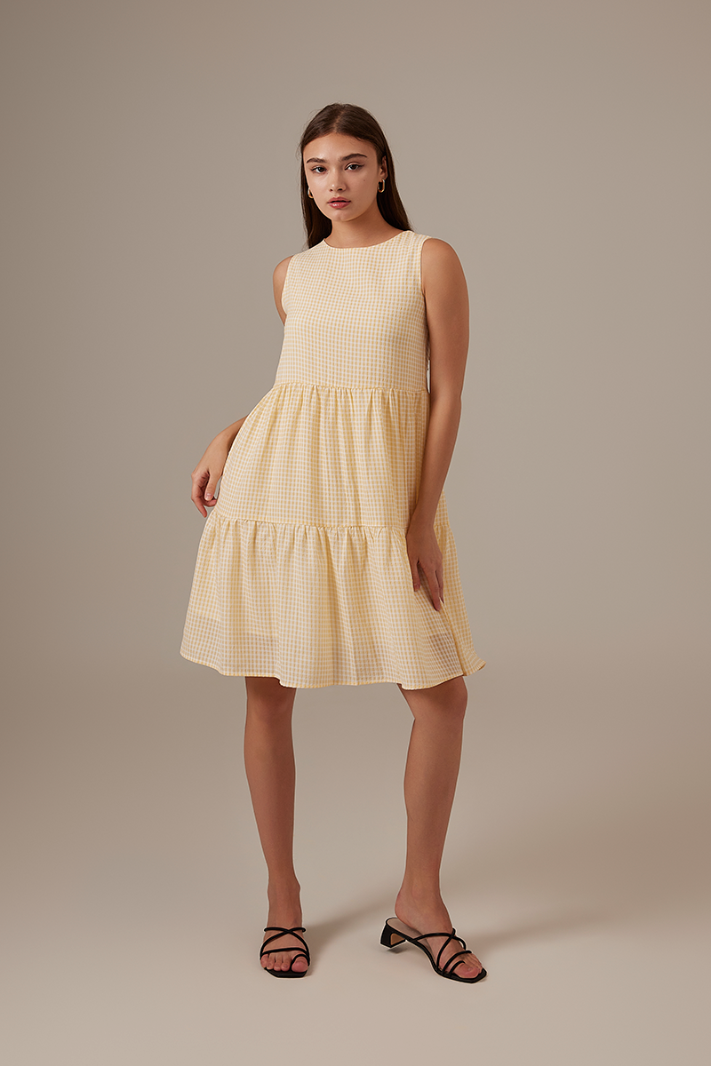 Riley Tiered Dress in Butter