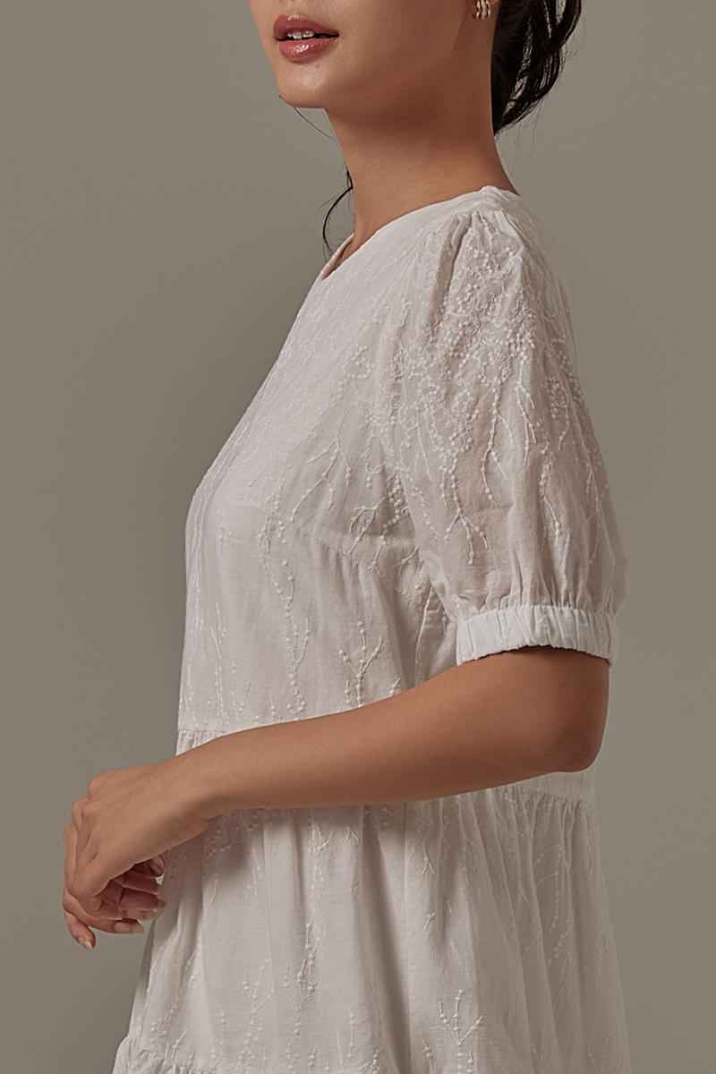 Jessine Embroidered Dress in White