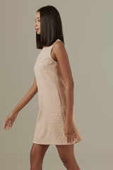 Janise Checkered Dress in Melon