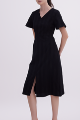 Cadynn Front Slit Dress in Black