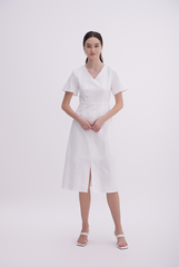 Cadynn Front Slit Dress in White