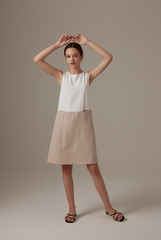 Marian Colour Block Dress in White