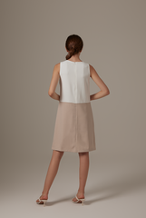 Marian Colour Block Dress in White