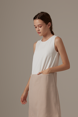 Marian Colour Block Dress in White