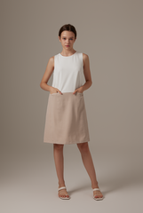 Marian Colour Block Dress in White
