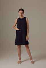 Marian Shift Dress in Navy Blue