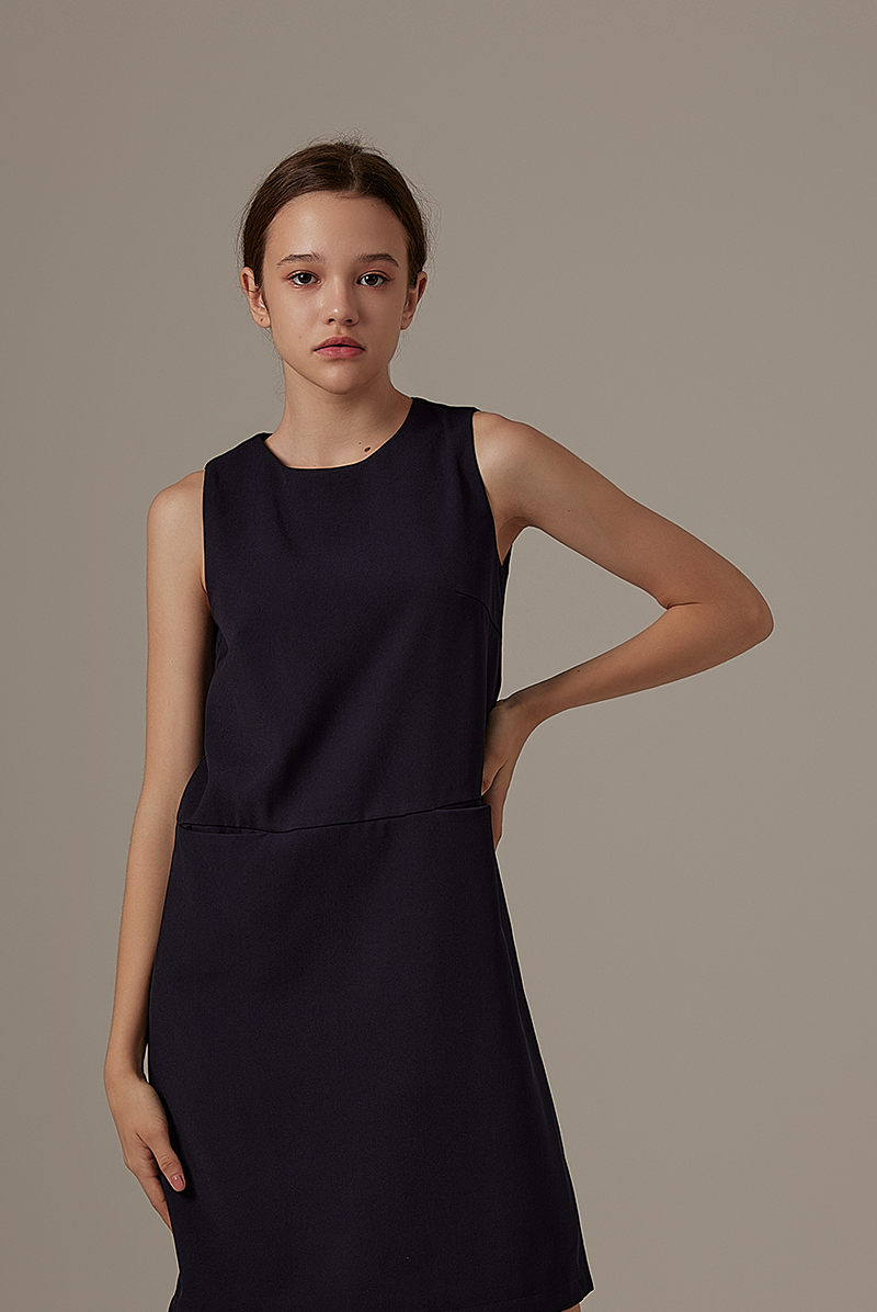 Marian Shift Dress in Navy Blue