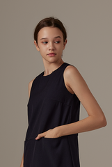 Marian Shift Dress in Navy Blue