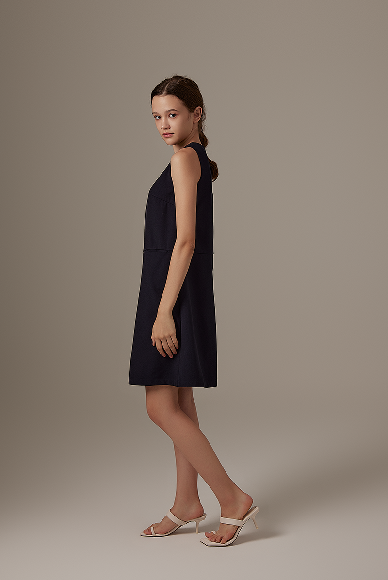 Marian Shift Dress in Navy Blue