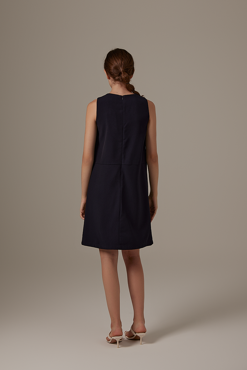 Marian Shift Dress in Navy Blue