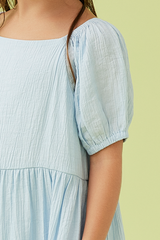 KIDS Shermaine Puff Sleeve Dress in Bubblegum
