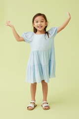 KIDS Shermaine Puff Sleeve Dress in Bubblegum