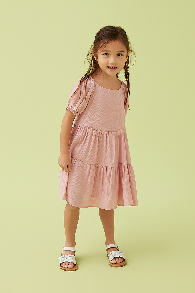 KIDS Shermaine Puff Sleeve Dress in Bubblegum