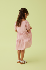 KIDS Shermaine Puff Sleeve Dress in Bubblegum