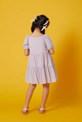 KIDS Shermaine Puff Sleeve Dress in Light Purple