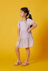 KIDS Shermaine Puff Sleeve Dress in Light Purple