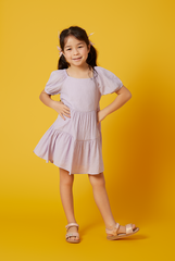KIDS Shermaine Puff Sleeve Dress in Light Purple