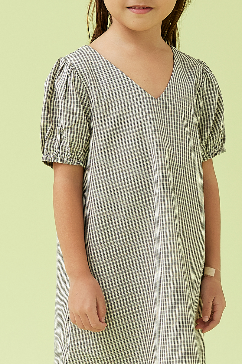 KIDS Lia Puff Sleeve Dress in Black