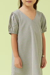 KIDS Lia Puff Sleeve Dress in Black