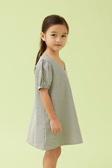 KIDS Lia Puff Sleeve Dress in Black