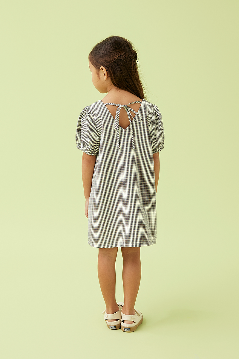 KIDS Lia Puff Sleeve Dress in Black