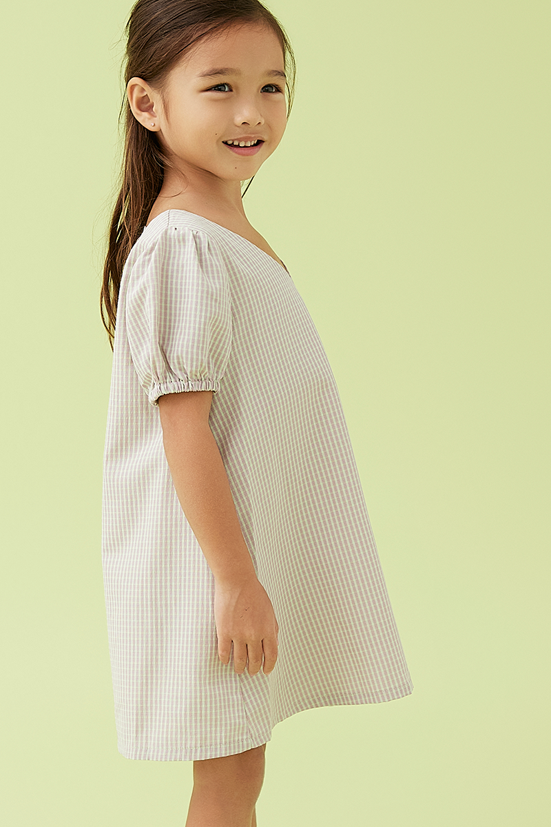 KIDS Lia Puff Sleeve Dress in Lilac
