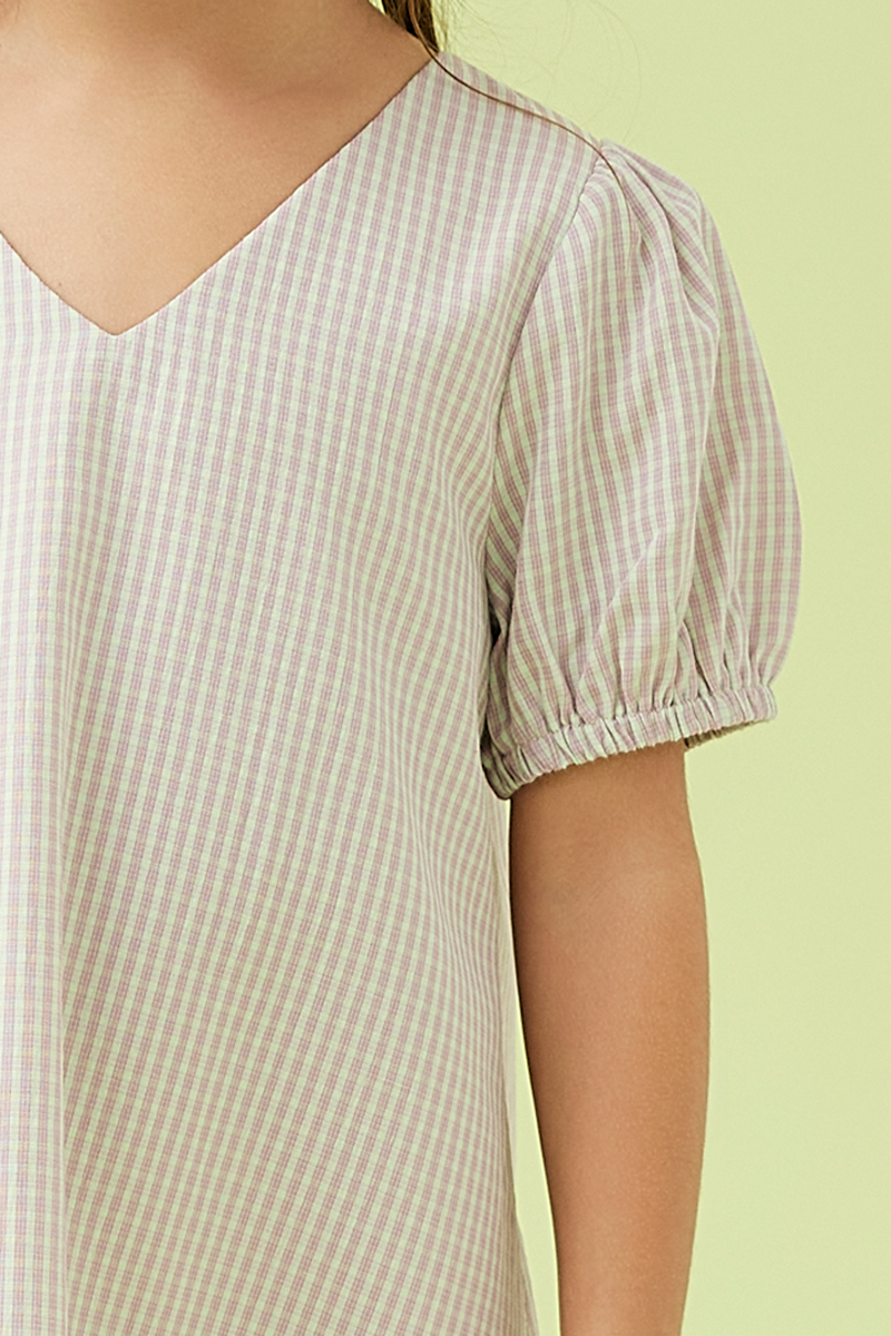 KIDS Lia Puff Sleeve Dress in Lilac