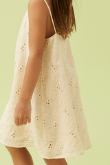 KIDS Zaina Eyelet Camisole Dress in Apricot