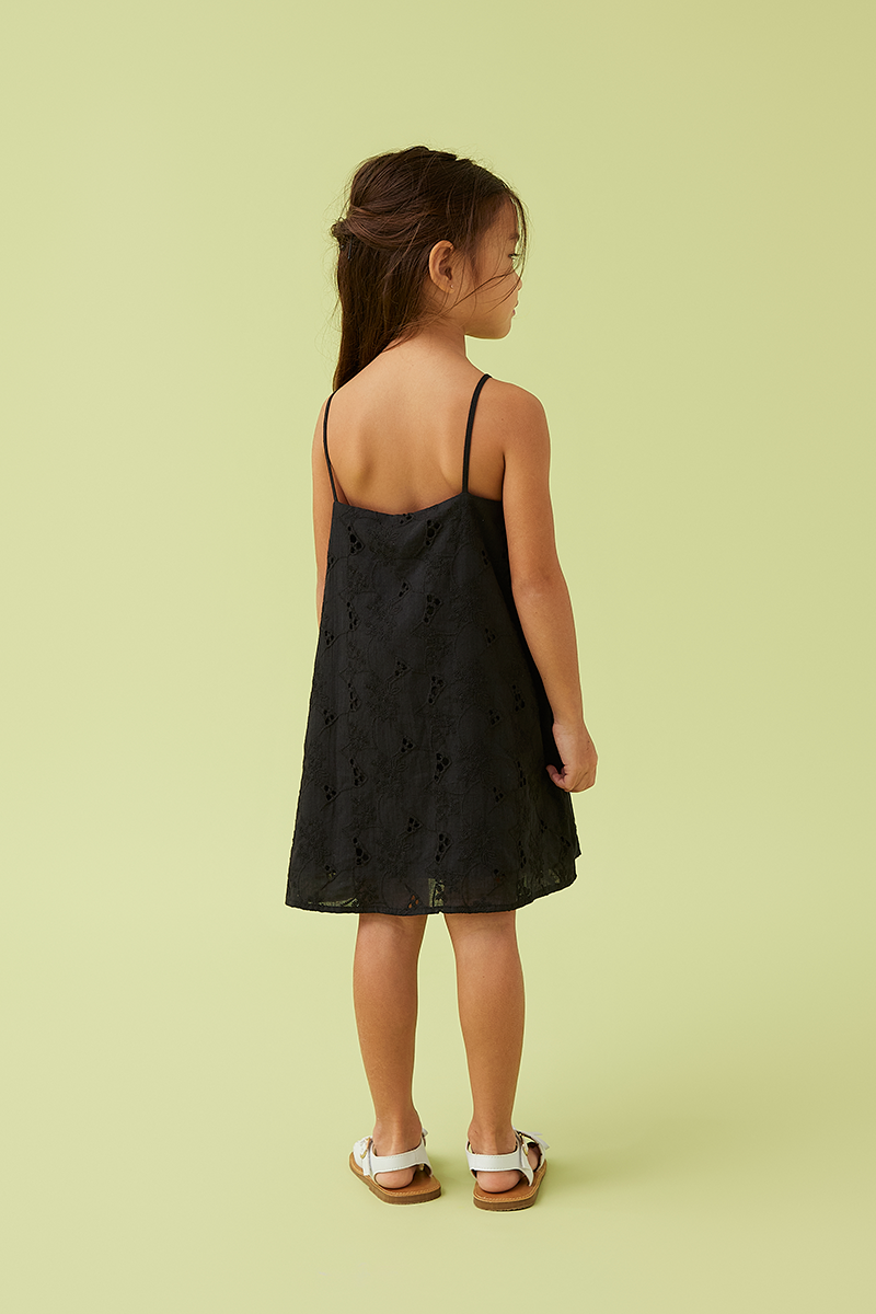 KIDS Zaina Eyelet Camisole Dress in Black