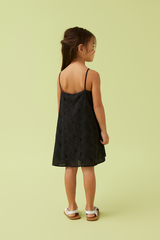 KIDS Zaina Eyelet Camisole Dress in Black