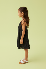 KIDS Zaina Eyelet Camisole Dress in Black