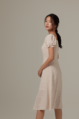 Fia Floral Side Slit Dress in White