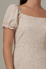 Fia Floral Side Slit Dress in White