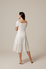 Luna Floral Puff Sleeves Midi Dress in Yellow