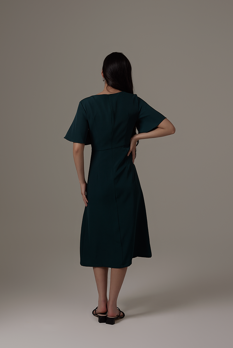 Umaira Front Slit Dress in Emerald