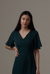 Umaira Front Slit Dress in Emerald