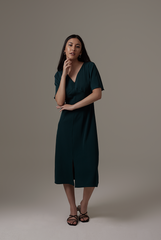 Umaira Front Slit Dress in Emerald