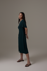 Umaira Front Slit Dress in Emerald